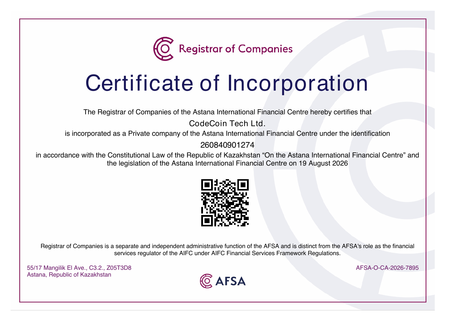 Certificate of Incorporation